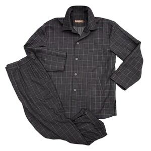 Inserch Mens Jacket Shirt XL Pants 42x30 Black Plaid Button Up Wide Leg Vintage